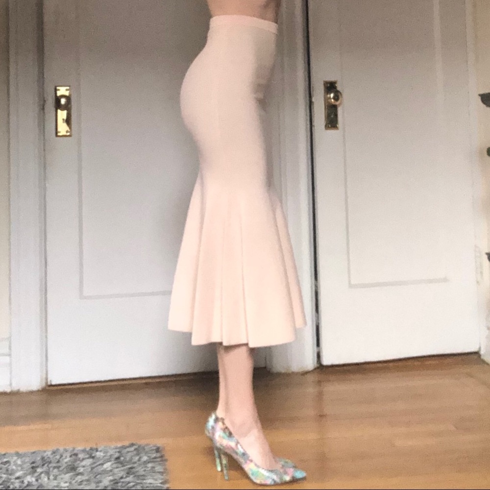 Milly Midi Reversible Pink Cream Blue Skirt XS 0 2